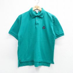 L★古着 IZOD 半袖 ポロ シャツ メンズ 90年代 90s 鹿の子 USA製 青緑 26apr13