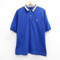 XL★古着 ノーティカ 半袖 ブランド ポロ シャツ メンズ 90年代 90s ワンポイントロゴ コットン 青 26apr13