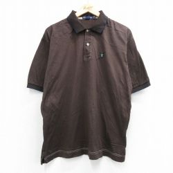 XL★古着 ノーティカ 半袖 ブランド ポロ シャツ メンズ 90年代 90s ワンポイントロゴ 大きいサイズ コットン 茶 26apr13