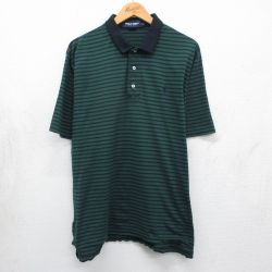 ラルフローレン 90s 半袖ポロシャツ ワンポイントロゴ グリーンボーダー XL | 古着