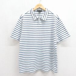 XL★古着 バナナリパブリック 半袖 ブランド ポロ シャツ メンズ 00年代 00s コットン ネイビー ボーダー 26may28