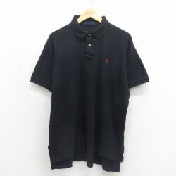 XL★古着 ラルフローレン 半袖 ブランド ポロ シャツ メンズ 90年代 90s ワンポイントロゴ コットン USA製 ブラック【spe】 26may29