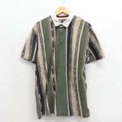 ラルフローレン 90s 半袖ポロシャツ 花ストライプ カーキ メンズXL相当 | 古着