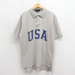 ラルフローレン 90s 半袖ポロシャツ USAロゴ グレー メンズXL相当 | 古着
