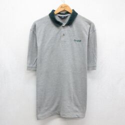 XL★古着 ランズエンド 半袖 ブランド ポロ シャツ メンズ 90年代 90s Rowbit 鹿の子 コットン グレー 霜降り 26jun18
