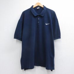 ナイキ 90s 半袖ポロシャツ ワンポイントロゴ ネイビー メンズXL相当 | 古着