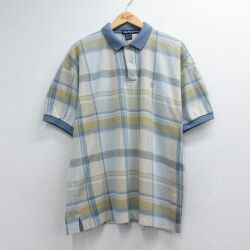 ノーティカ 90s 半袖ポロシャツ ワンポイントロゴ ベージュチェック メンズXL相当 | 古着