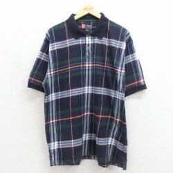 ラルフローレン 90s 半袖ポロシャツ ワンポイントロゴ ネイビーチェック メンズXL相当 | 古着