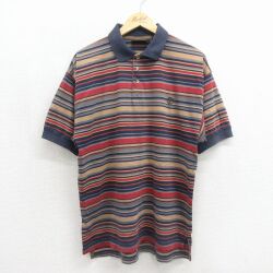 XL★古着 ティンバーランド 半袖 ブランド ポロ シャツ メンズ 90年代 90s ワンポイントロゴ コットン ベージュ ボーダー【spe】 26jun24