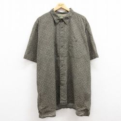 XL★古着 カベラス 半袖 ハワイアン シャツ メンズ 00年代 00s 総柄 大きいサイズ ロング丈 コットン 緑系他 グリーン 内側メッシュ 24jun11 中古 アロハ トップス
