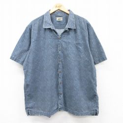 【20%OFF】XL★古着 エルエルビーン LLBEAN 半袖 ハワイアン シャツ メンズ 00年代 00s 総柄 大きいサイズ コットン 開襟 オープンカラー 紺他 ネイビー 25may21 中古 アロハ トップス