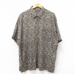 XL★古着 ピューリタン 半袖 ハワイアン シャツ メンズ 00年代 00s 大きいサイズ レーヨン 茶他 ブラウン 25may22 中古 アロハ トップス