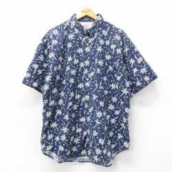 ビューグルボーイ 00s 半袖ハワイアンシャツ ヤシの木 ネイビー XL | 古着