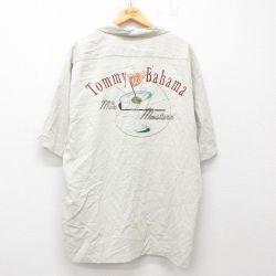 トミーバハマ 半袖ハワイアンシャツ 刺繍 ベージュ XL | 古着