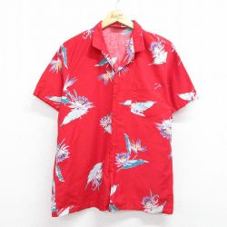 ハワイアン 80s 半袖シャツ 花 レッド L | 古着