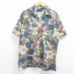 ラルフローレン 90s 半袖シャツ ハイビスカス ネイビー XL | 古着