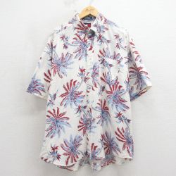 トミーヒルフィガー 90s 半袖シャツ ヤシの木 ホワイト XL | 古着