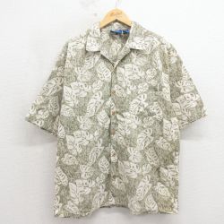 オーシャンパシフィック 00s 半袖ハワイアンシャツ 葉 グリーン L | 古着
