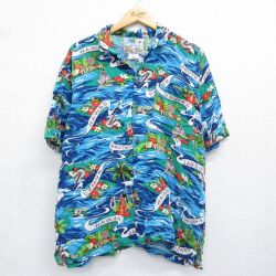 ハワイアン 半袖シャツ ヤシの木 ブルー L | 古着