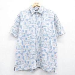90s 半袖シャツ 総柄 ネイビー XL | 古着