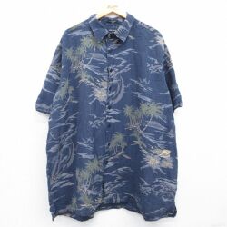 ノーティカ 半袖シャツ ハワイアン ネイビー XL | 古着