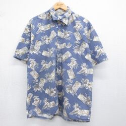 ピエールカルダン 90s 半袖シャツ ハイビスカス ネイビー XL | 古着