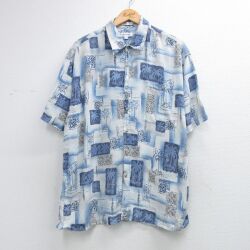 ピエールカルダン 90s 半袖シャツ ヤシの木 ライトブルー XL | 古着