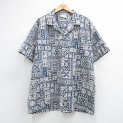 半袖ハワイアンシャツ カメ ネイビー XL | 古着