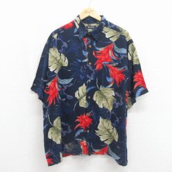 ピューリタン 00s 半袖ハワイアンシャツ 花 ネイビー XL | 古着
