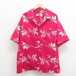 ヒロハッティ 80s 半袖ハワイアンシャツ 花 ピンク XL | 古着