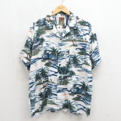 ハワイアン 90s 半袖シャツ ヤシの木 ホワイト メンズXL相当 | 古着