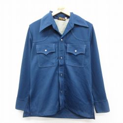 【50%OFF】80s 長袖シャツジャケット ネイビー M | 古着