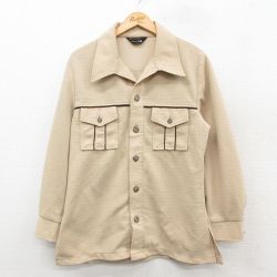 【50%OFF】70s 長袖シャツジャケット ベージュ L | 古着
