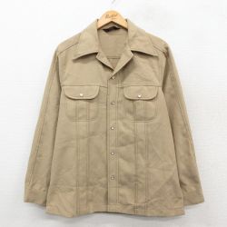 M★古着 リー Lee 長袖 シャツ ジャケット メンズ 70年代 70s USA製 ベージュ【spe】 25nov15