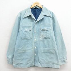 L★古着 リー Lee 長袖 シャツ ジャケット メンズ 80年代 80s USA製 薄紺【spe】 26mar03
