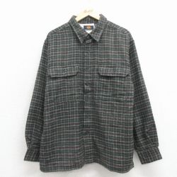XL★古着 ルート66 長袖 シャツ ジャケット メンズ 00年代 00s 濃緑他 チェック 内側サーマル 26apr03