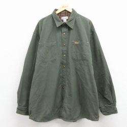 XL★古着 カーハート 長袖 シャツ ジャケット メンズ ダック地 大きいサイズ ロング丈 コットン 緑 26apr03
