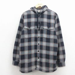 エルエルビーン 00s 長袖シャツジャケット フランネル ネイビーチェック L | 古着