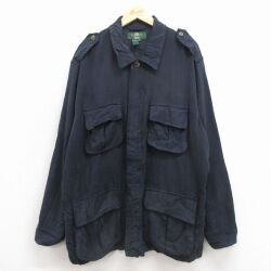 XL★古着 長袖 ジャケット メンズ 90年代 90s 大きいサイズ ロング丈 シルク 黒【spe】 26apr27