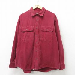 XL★古着 カベラス 長袖 フランネル シャツ メンズ 00年代 00s コットン 赤 レッド 24feb02 中古 トップス