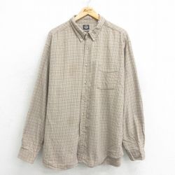 XL★古着 ドッカーズ 長袖 フランネル シャツ メンズ 00年代 00s 大きいサイズ ロング丈 ボタンダウン ベージュ他 カーキ チェック 24oct02 中古 トップス
