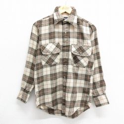 S★古着 GANT 長袖 ウール シャツ メンズ 90年代 90s ベージュ他 カーキ チェック 24oct12 中古 トップス