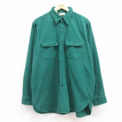 【50%OFF】XL★古着 エルエルビーン LLBEAN 長袖 ヘビー フランネル シャツ メンズ 80年代 80s コットン 緑 グリーン 24oct16 中古 トップス