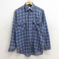 【50%OFF】80s 長袖フランネルシャツ ネイビーチェック S | 古着