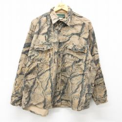 XL★古着 長袖 ヘビー フランネル シャツ メンズ 90年代 90s 岩 大きいサイズ コットン USA製 茶他 ブラウン 24nov02 中古 トップス