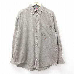XL★古着 トミーヒルフィガー TOMMY HILFIGER 長袖 ブランド ヘビー フランネル シャツ メンズ 90年代 90s ワンポイントロゴ 大きいサイズ コットン ボタンダウン 茶系 ブラウン 24nov09 中古 トップス