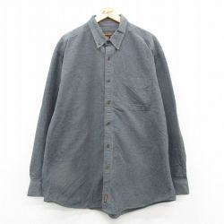 XL★古着 ウールリッチ WOOLRICH 長袖 ヘビー フランネル シャツ メンズ 大きいサイズ ロング丈 濃グレー 24nov11 中古 トップス