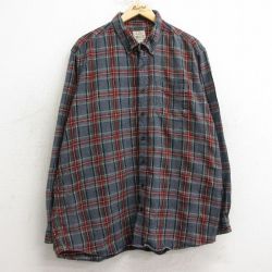 XL★古着 エルエルビーン LLBEAN 長袖 フランネル シャツ メンズ 00年代 00s 大きいサイズ コットン ボタンダウン グレー他 チェック 24nov15 中古 トップス