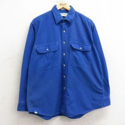 XL★古着 セントジョンズベイ 長袖 フランネル シャツ メンズ 90年代 90s コットン 青 ブルー 24nov15 中古 トップス