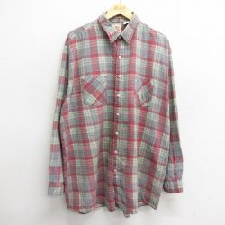 XL★古着 長袖 フランネル シャツ メンズ 90年代 90s 赤他 レッド チェック 24nov18 中古 トップス